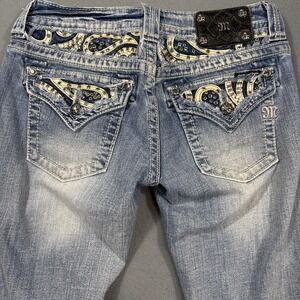 jEANS bOOT Miss Me wOMEN 29/bLUE jP6063B2V  embellished  distressed jewels studs